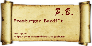 Presburger Barót névjegykártya
